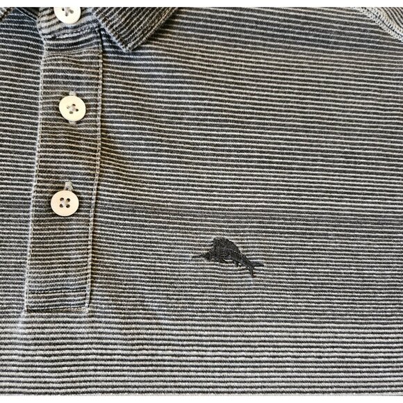 Tommy Bahama Coal Stripe Short Sleeve Polo Shirt Men's Medium - Picture 2 of 11